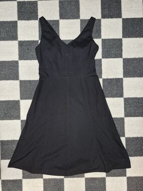 J. Crew Black Sleeveless Lined V-Neck A-line Midi Dress Size 8